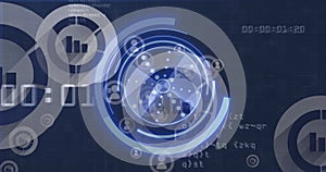 Image of scope scanning and icons over data processing