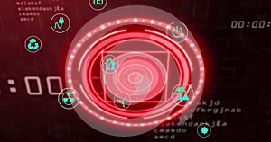 Image of scope scanning and icons over data processing