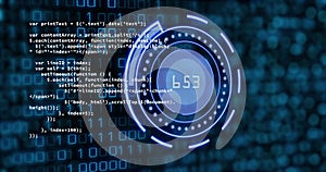 Image of scope scanning with numbers and binary coding processing