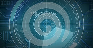Image of scope scanning, numbers changing and data processing