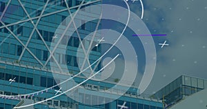 Image of scope scanning over cityscape