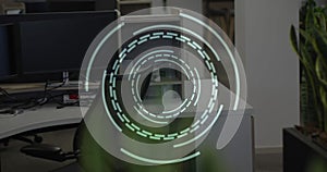 Image of scope scanning over empty office