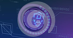 Image of scope scanning with padlock icon over data processing