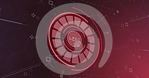 Image of scope scanning with padlock icon over data processing