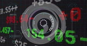 Image of scope scanning and stock exchange financial data processing