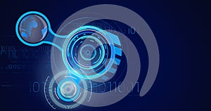 Image of scopes scanning and binary coding data processing over digital screen