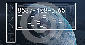 Image of screens and data processing over globe