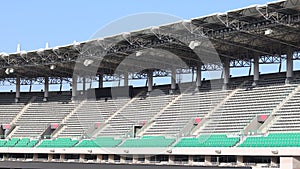 The image of a seat shot at a baseball stadium.