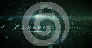 Image of security padlock over data processing on dark background