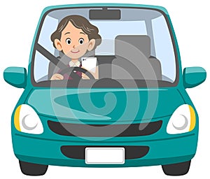 The image of a Senior woman driving Inattentive