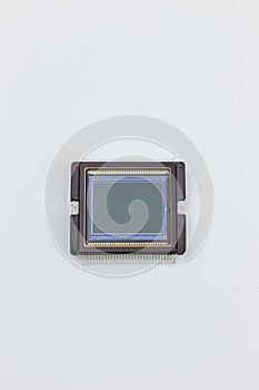 Image sensor inside digital camera, ccd, cmos on white background photo
