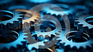 An image of a series of interlocking gears or cogs, symbolizing the complex interactions between c