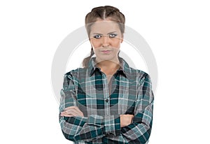 Image of serious farmer woman