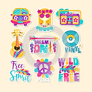 Bright Hippy-Themed Vector Illustration vector photo