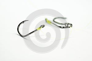 Image of sharp and dangerous fishing hook placed together.