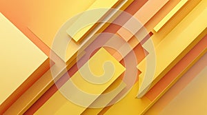 Abstract geometric composition of yellow and orange rectangular shapes with shadows and depth