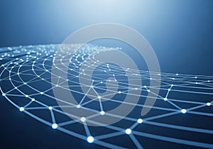 Abstract digital network visualization with interconnected nodes and glowing pathways