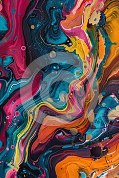 Vivid abstract liquid colorants creating wavy patterns in motion photo