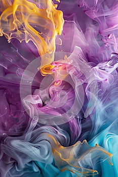 Vivid abstract liquid colorants creating wavy patterns in motion photo