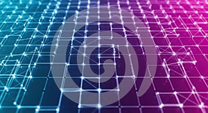 Abstract digital network of interconnected nodes and pathways in vibrant colors