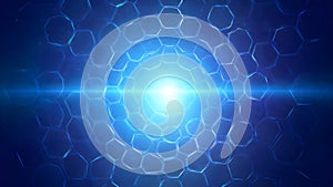 Interconnected Hexagons in Gradient Blue Digital Art