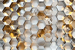 Intricate Gold and Silver Hexagonal Grid Pattern