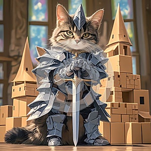 Chivalry Meets Cute: A Knightly Cat in Armour! photo