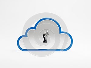 Cloud Security, Data Protection, Keyhole Cloud Icon, Technology Abstract Concept, Secure Cloud Storage