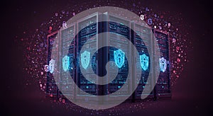 secured server racks with digital data protection