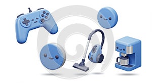 Cute Blue 3D Objects