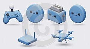Cute Blue 3D Gadgets