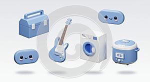 Cute Blue 3D Objects