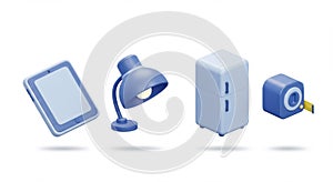 Blue Isometric Household Items