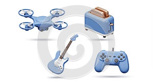 Blue Gadgets 3D Render