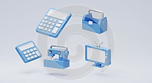 Blue 3D Rendered Icons