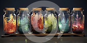 glass jars with different colors