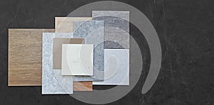 The image showcases a collection of various material samples arranged in a visually appealing composition.