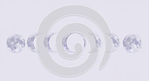 Moon Phases Sequence on Light Background