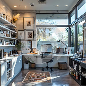 Contemporary Home Office - Sunlit and Stylish