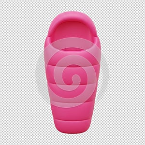 A 3d pink inflatable pool float in the shape of a unicorn, isolated on transparent background