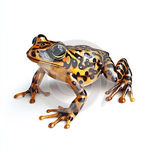 Vibrant Orange and Black Frog, Isolated on White Background