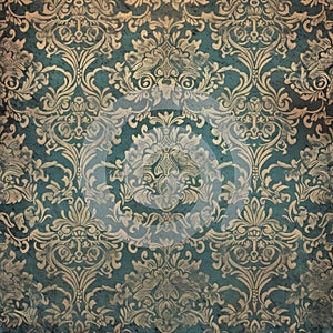 Vintage Damask Wallpaper Texture with Elegant Floral Patterns, AI Generated