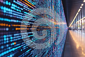 Abstract Digital Code Wall, Futuristic Technology Background