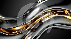 Abstract Gold and Silver Liquid Wave Design