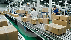 AI-Generated Warehouse Conveyor Belt