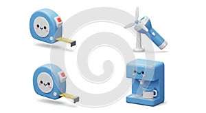 Cute Blue 3D Objects