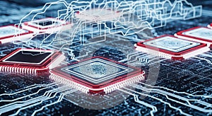 CPU circuit board, processor, digital technology, computer chip, information, AI concept