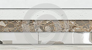 Architectural material stack featuring natural stone