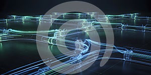 Abstract network of interconnected digital pathways