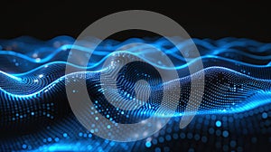 Blue Waves of Digital Data Visualization Technology in Motion